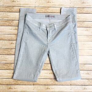 J Brand Super Skinny Metallic Silver Jeans